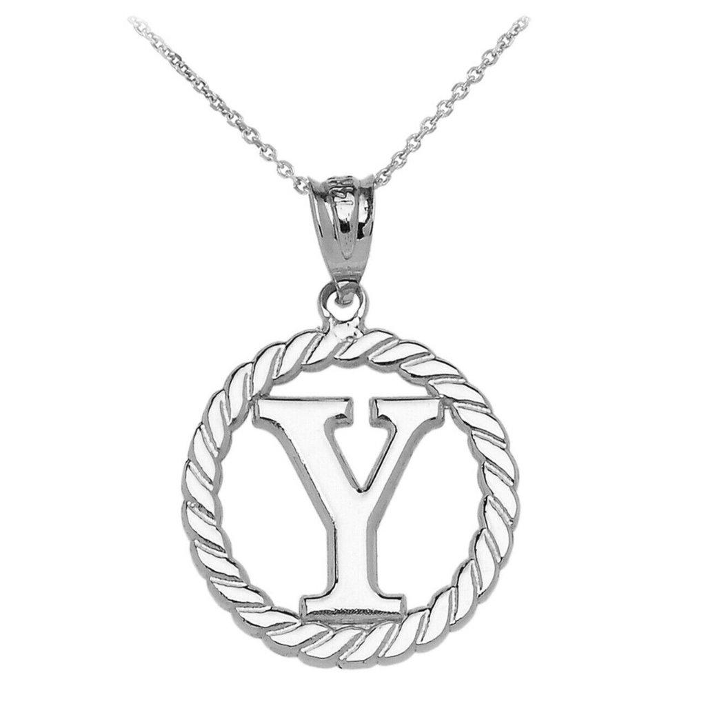 925 Sterling Silver Initial Letter Y Circle Rope Pendant Necklace 78$